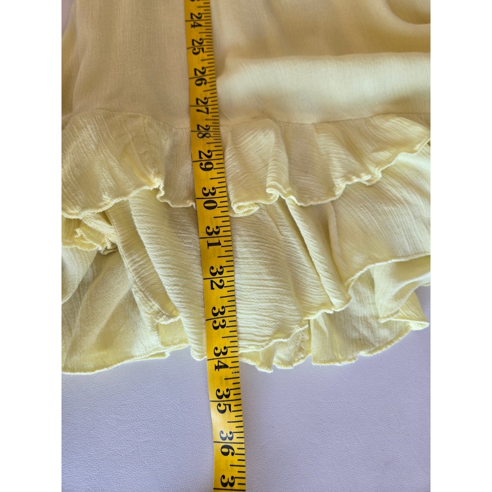 Free People Adella Slip Dress Butter Yellow Lace Mini Dress Size L Boho Coquette - Picture 7 of 9